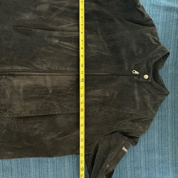 I.E.Relaxed Size XL Black Suede Leather Riding Jacket Coat - Picture 7 of 8